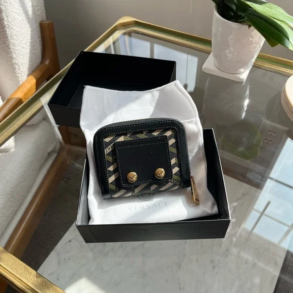 NEW VERSACE Le Greca Modular Signature Coated Canvas Wallet - Picture 10 of 12